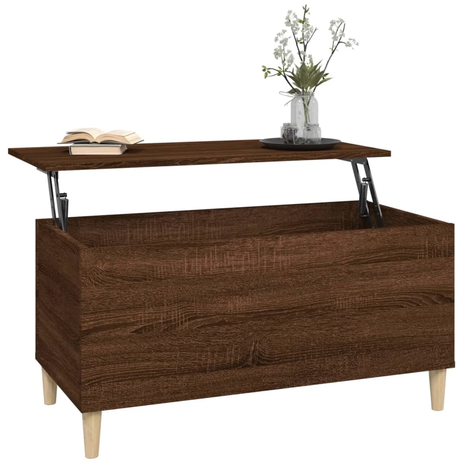 Homgoday Tavolino da caffè in rovere marrone, 90 x 44,5 x 45 cm, tavolino da caffè, tavolino da tè, per soggiorno, sala d'accoglienza degli ospiti, camera da letto e ufficio, mobili 983