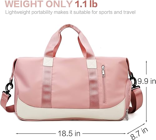Miniatura 2 de Arouselove Bolsas de lona deportivas para mujeres y hombres, bolsa de gimnasio portátil con bolsillo húmedo y compartimento separado para zapatos,
