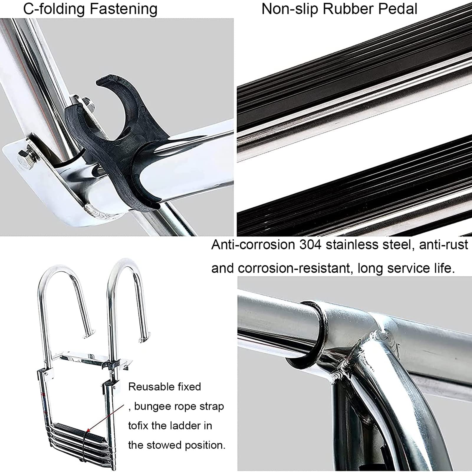 Xzbling Échelle à 3 niveaux pour bateau gonflable - Échelle à Xzbling Échelle à 3 niveaux pour bateau gonflable - Échelle à
