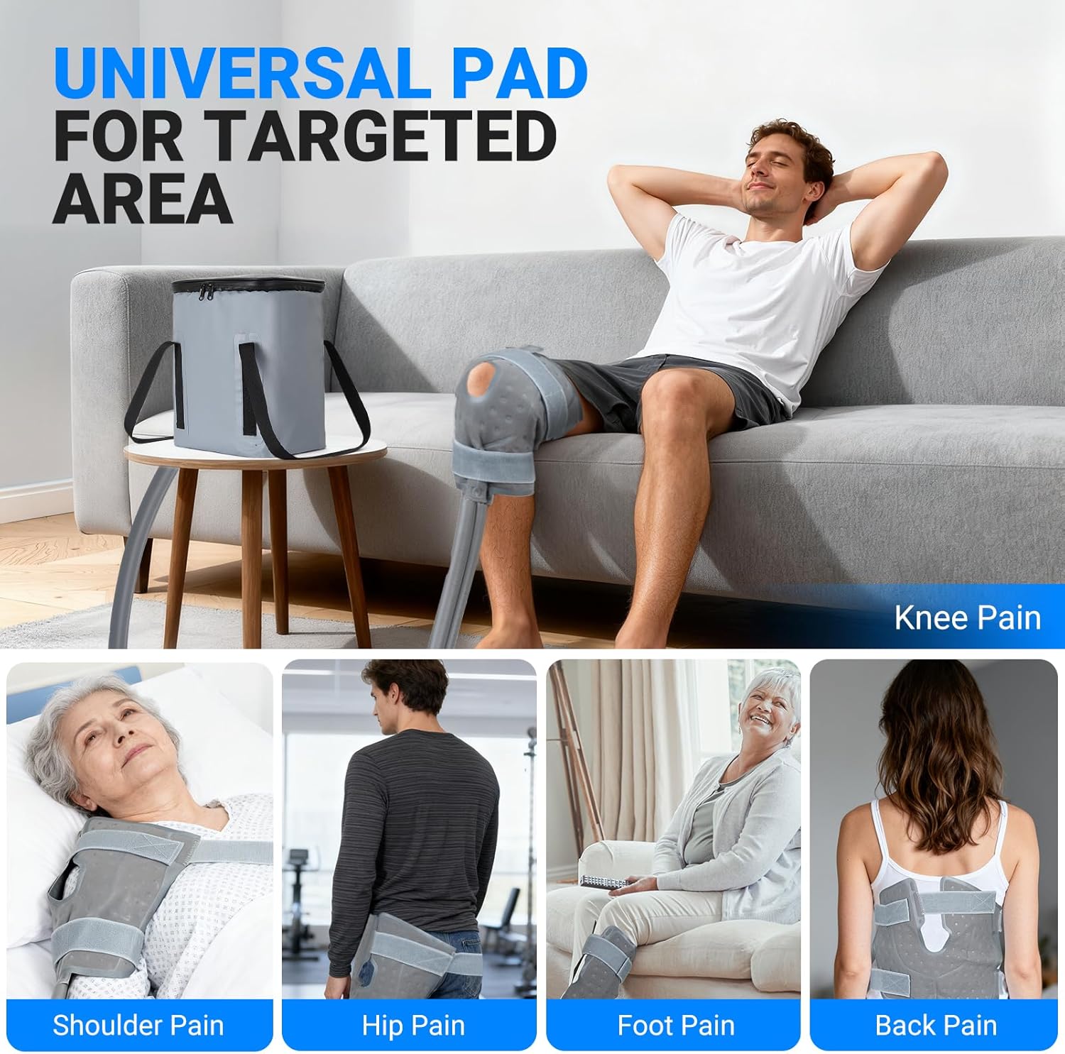 Cold Therapy Machine, Portable Ice Machine for Knee After Surgery，Programmable Knee Replacement Recovery System, Cryotherapy for Post Surgery Recovery Sports Injuries, Reduce Swelling, Gray