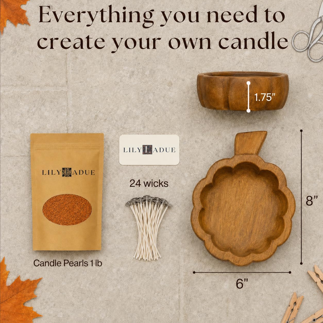 Kit de fabricación de arena para velas de calabaza con cuenco y