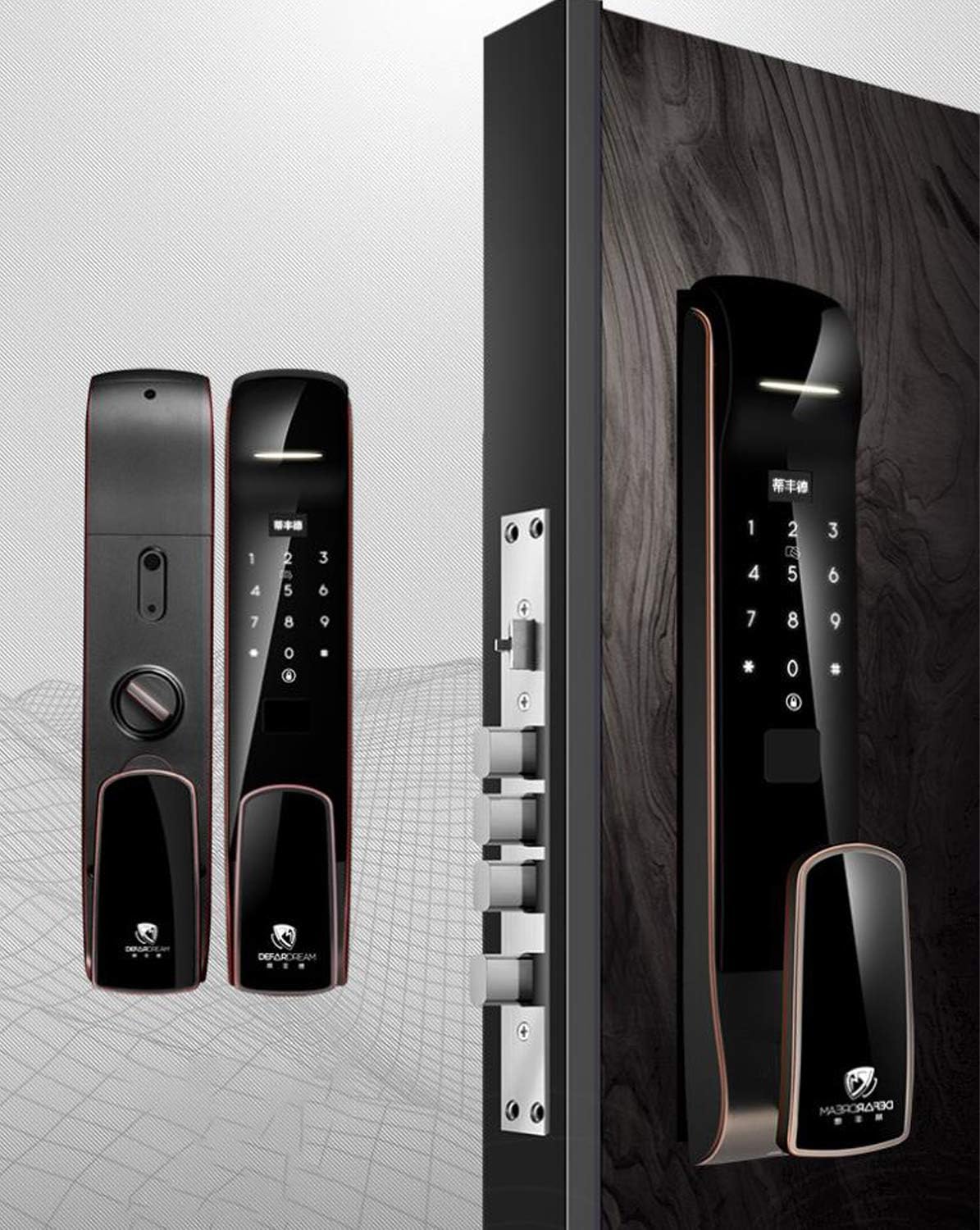 Door Handle with Lock Fingerprint Lock Home Security Door Smart Lock Automatic Door Lock Password Electronic Locks Swipe Door Lock Fingerprint Unlock Privacy Code Swipe to Unlock
