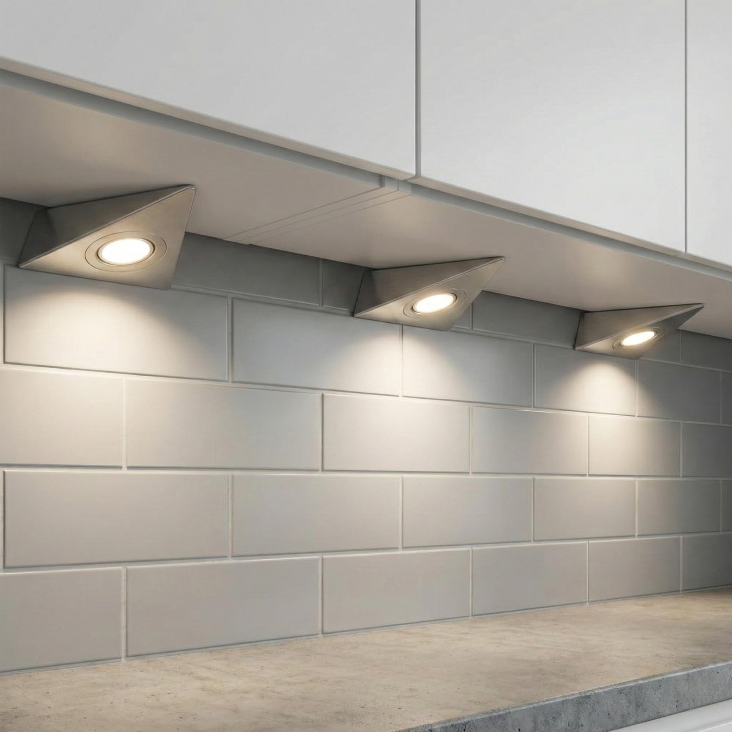 3er Set LED Dreieckleuchte Unterbauleuchte Küchenleuchte EDELSTAHL 3x3W Warmweiß 3000K mit Zentralschalter