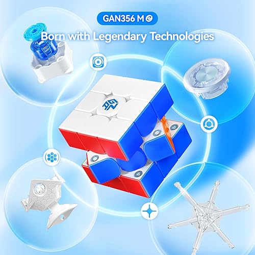 Miniatura 5 de GAN GAN 356 M E, cubo magnético de velocidad de 3 x 3 pulgadas, sin calcomanías, 48 imanes GES Pro+ personalizable, 12 ajustes de tensión,