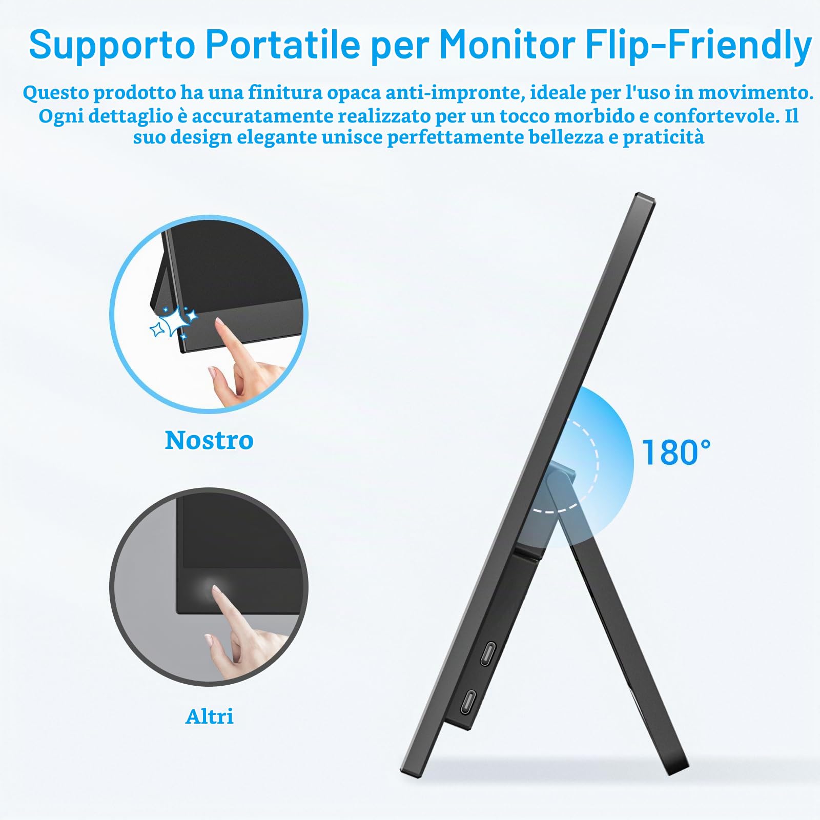 Veout Monitor portatile da 14" ultracompatto IPS Full HD (1920 x 1080) - Display USB-C/HDMI pronto da viaggio con supporto regolabile e altoparlanti integrati per laptop/PC/mobile/Mac