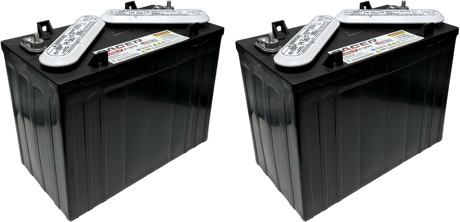 (Set of 2) Pacer P-1275 12V 145Ah Deep Cycle Golf Cart, Solar, Marine, RV, and Industrial Use Battery. Compatible with Trojan T-1275 | T1275