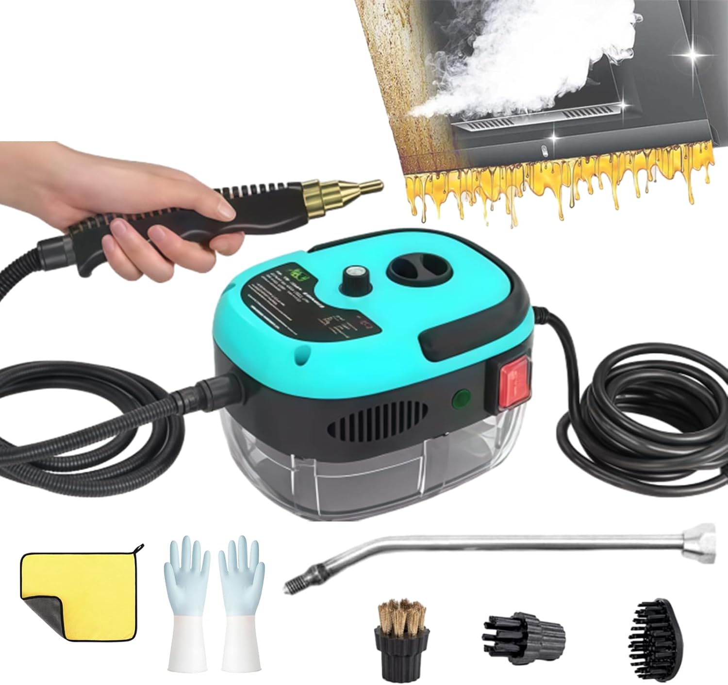 2500W Handheld High-Temperature Pressurized Steam Cleaner - 2026 Upgraded 10 In 1 Portable Multi-Surface Steamer Heat Up for Kitchen, Tile, Grout and Car Cleaning (White)