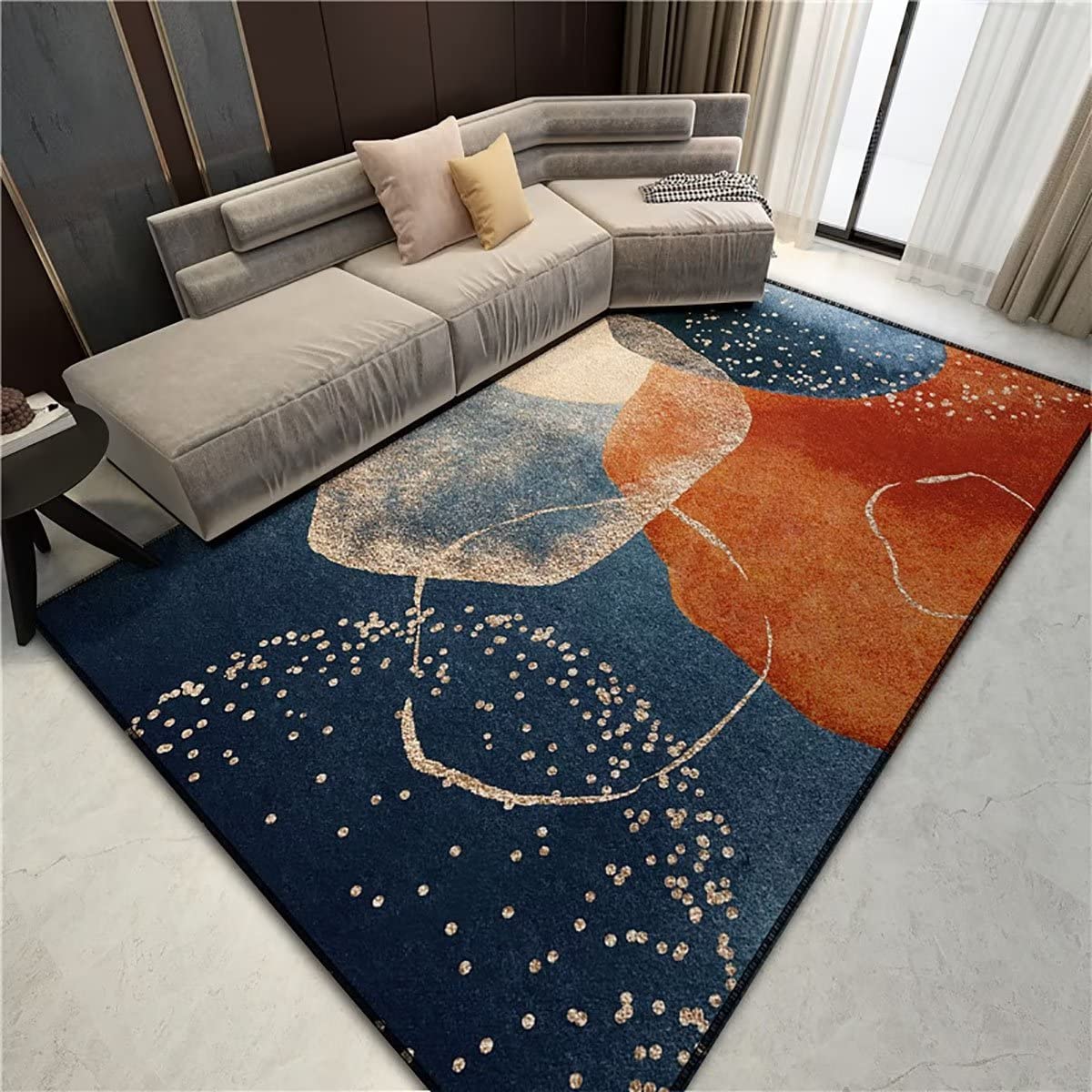 Elegant Sequinded Dots Large Area Rugs for Living Dinning Room Irregular Geometric Abstract Rug Carpets Non-Slip Home Office Floor Mat,6'x9'