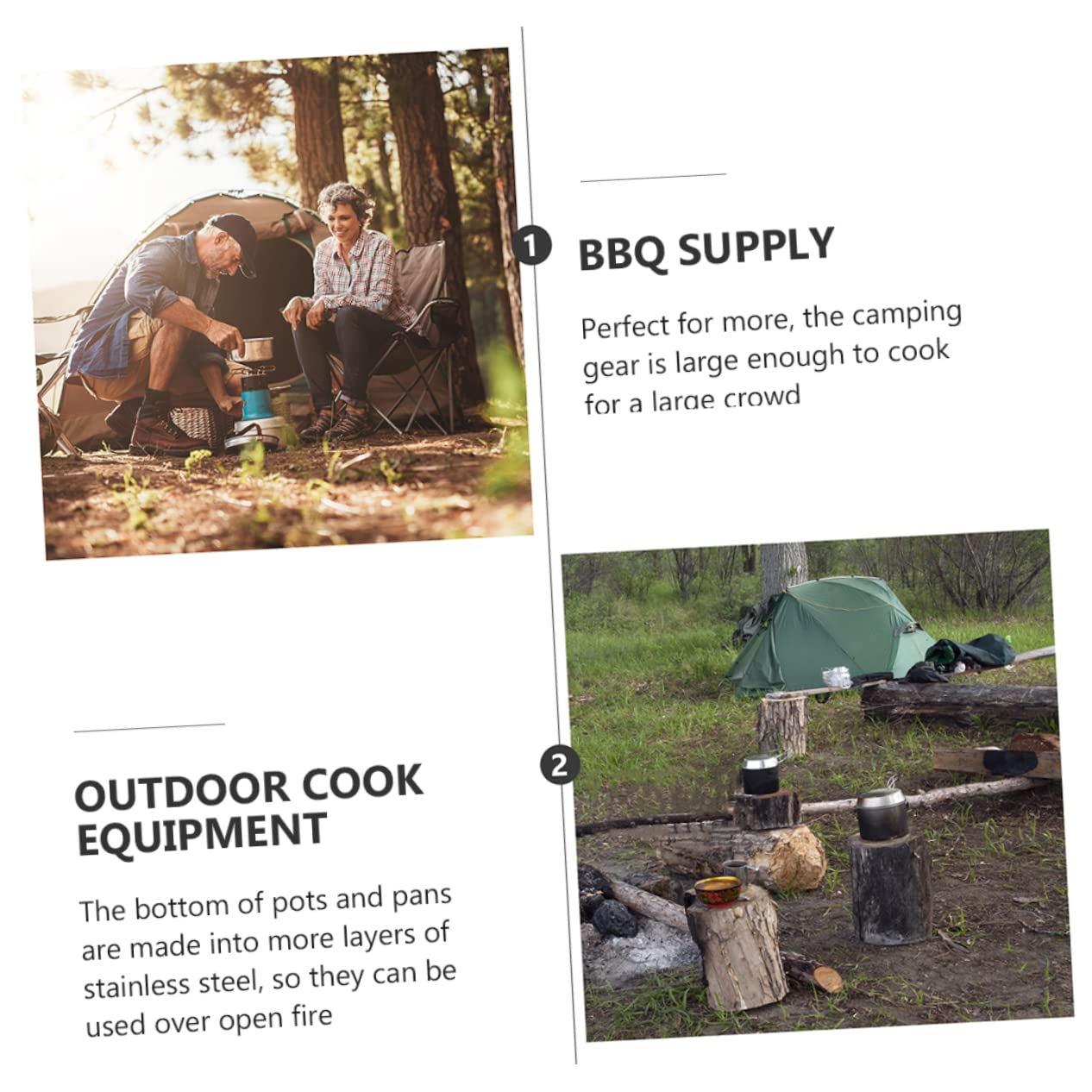 1 Juego Utensilios de Cocina para Camping Inoxidable para Senderismo Picnic y Barbacoa para Personas