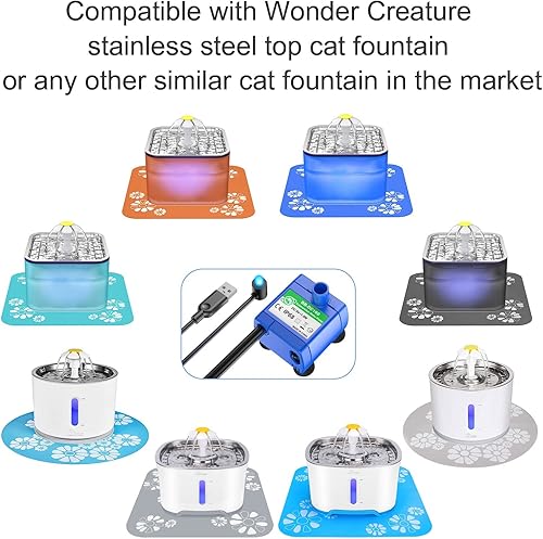 Miniatura 2 de Wonder Creature Bomba de fuente de agua para gatos, bomba de repuesto para fuente de agua redonda, cúbica y de cristal, bomba de fuente para mascotas