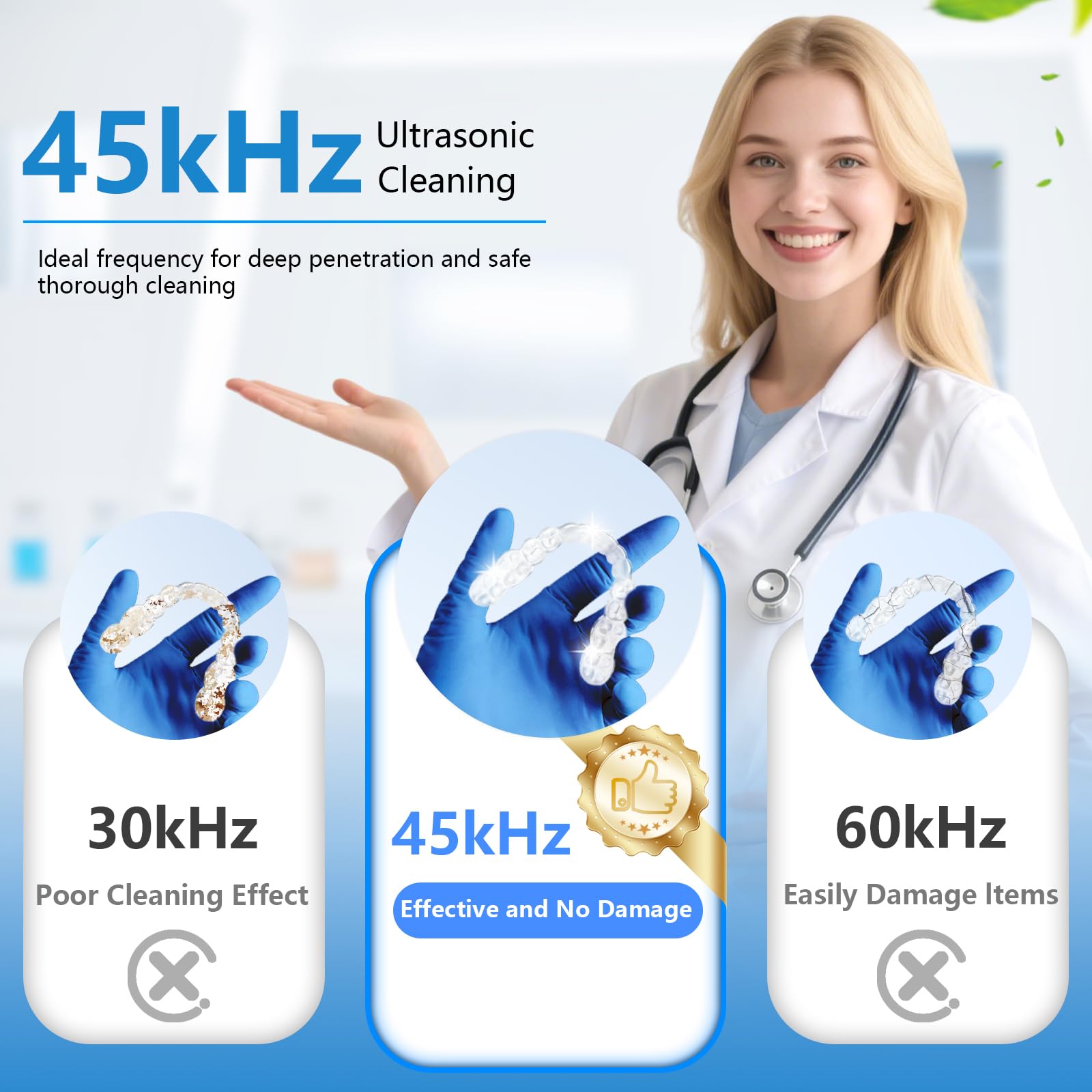 Máquina de limpieza ultrasónica de 45 kHz para limpiador de prótesis dentales 200 ml, protectores bucales, alineador, protector nocturno, cepillo de dientes, joyería, 4 modos de