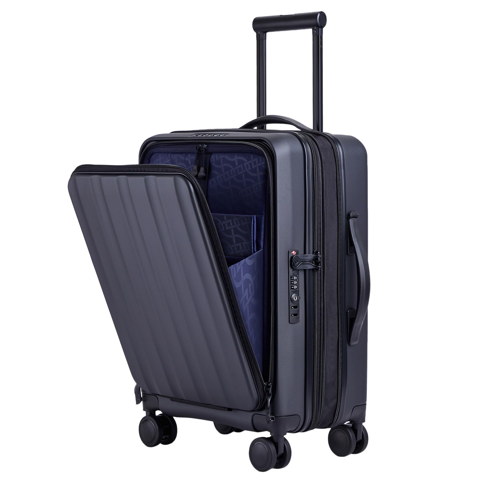 VerageUnisex Adult Recyle Hardside Expandable Luggage with Spinner, Midnight Black, Carry-on with Laptop Pocket 20-InchGlobal Recycled StandardGlobal Recycled StandardGlobal Recycled Standard