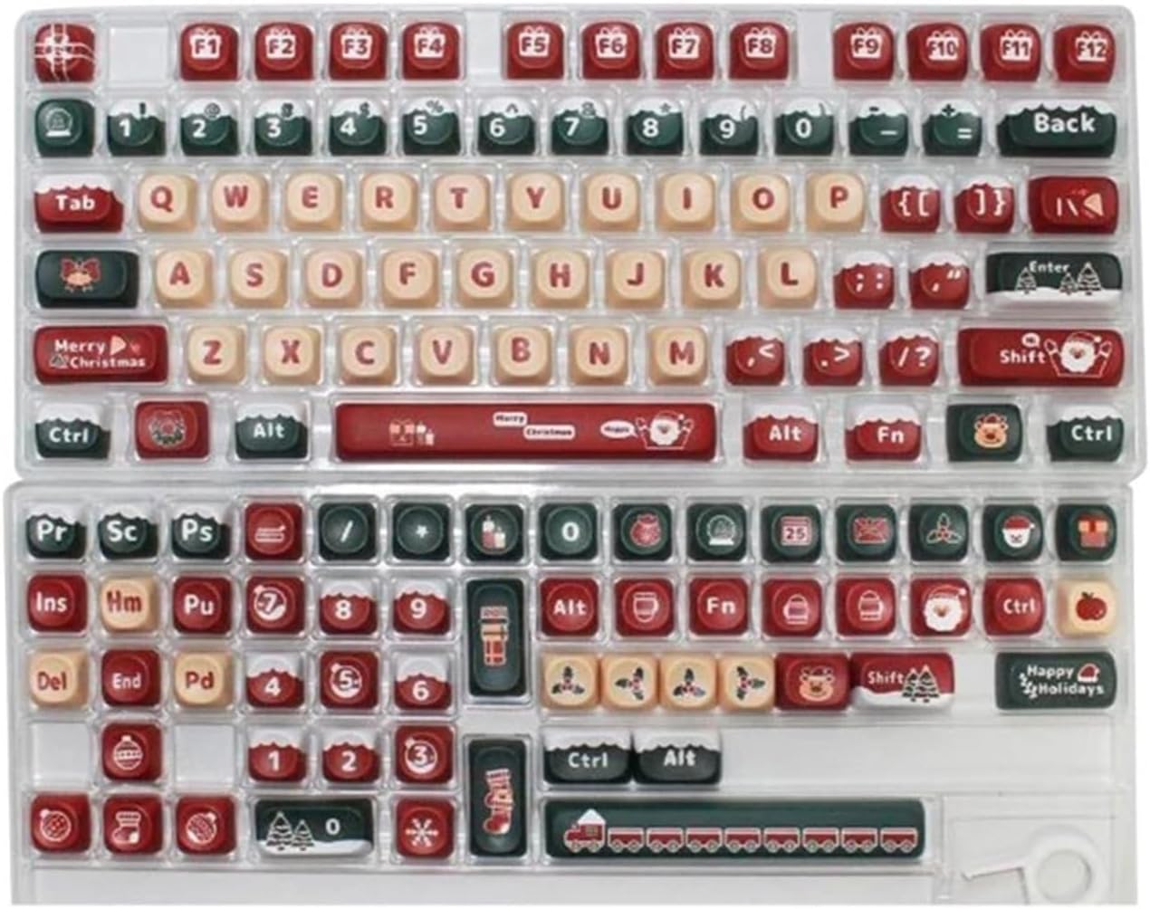 Complete Your Keyboard with Christmas Themed Keycaps Dye-Sublimation ​Keycaps Reduced Errors fit for All Types of Users