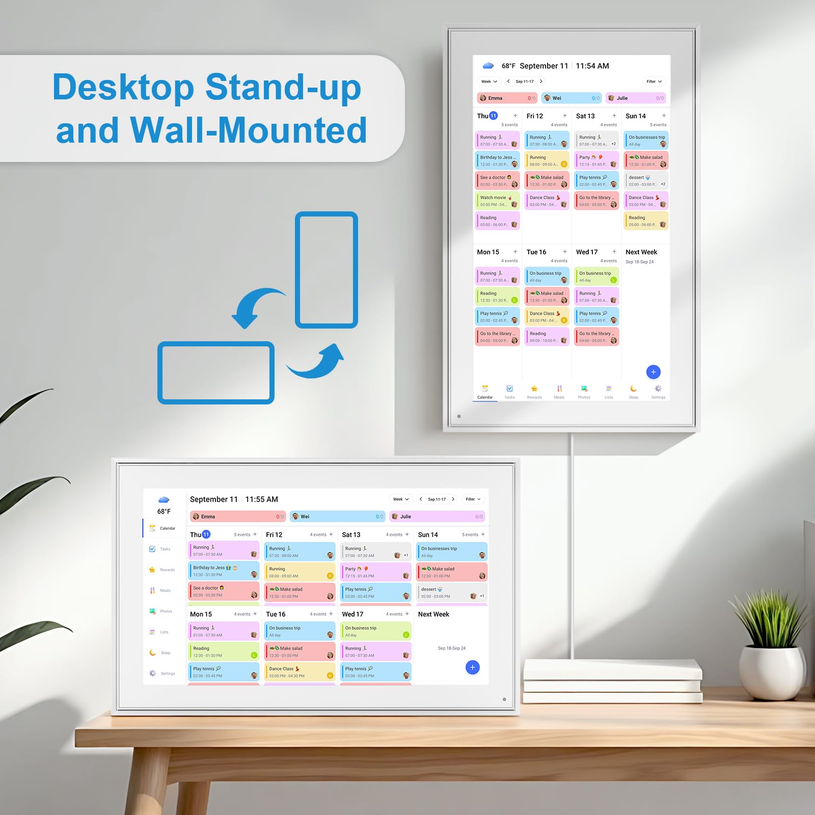 15.6 Inch Digital Smart Calendar Photo Frame Chore Chart Interactive Touchscreen Wall Desk Mount Electronic Smart Family Planner I747770770 - View #5