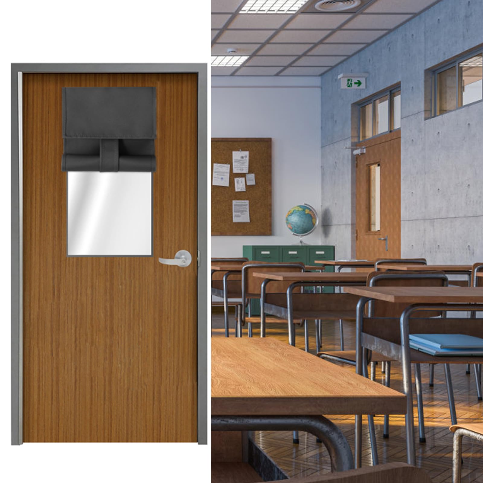 Maritown Classroom Door Window Curtains 1 Panel No Drill Blackout Privacy French Door Blinds Front Door Curtain Stick on Shades for Patio Door Backdoor Classroom Glass Door Window Cover - Image 4