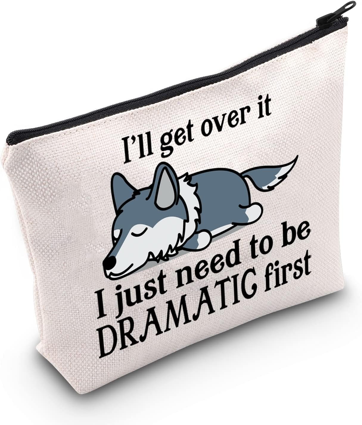 Howling Wolf Gift Animal Lover Gift I'll Get Over It Wolf I Just Need to Be Dramatic First Zipper Bag, Wolf Uk, big