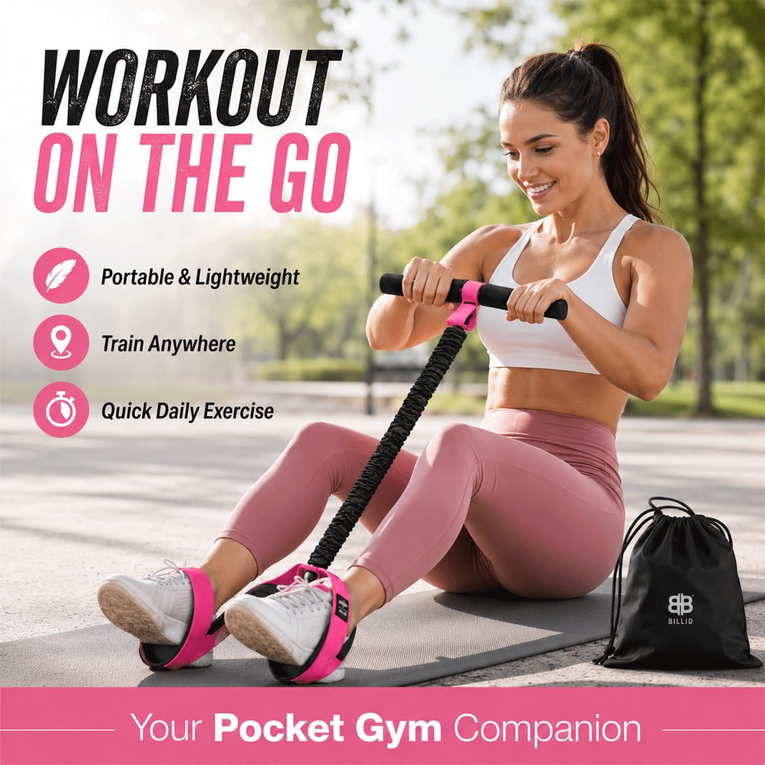 Multifunction Pedal Resistance Band with Handles | AB Workout Equipment, Thickened Latex Tube, Soft Foam Fabric Foot Pedals, for Core/ABS, Waist, Arm, Leg & Home Exercise