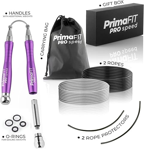 Miniatura 7 de PrimaFIT Jump Rope Pro Speed Skipping Rope Adjustable Adult Jumping Rope Weighted Aluminium Handles for Double Dutch Boxing Workout Crossfit
