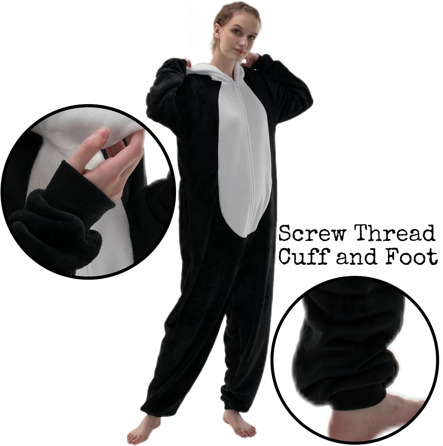 Snug Fit Unisex Adult Onesie Pajamas, Flannel Animal Cosplay One Piece Halloween Costume hooded Sleepwear Homewear