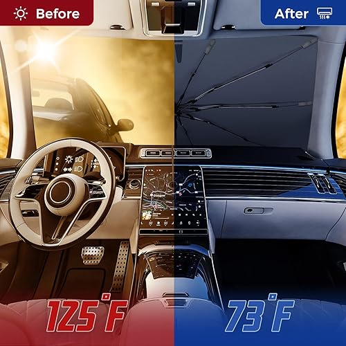Miniatura 6 de Parasol para parabrisas de automóvil, bloquea los rayos UV, parasol para parabrisas de automóvil, fibra de vidrio y mango flexible de rotación de
