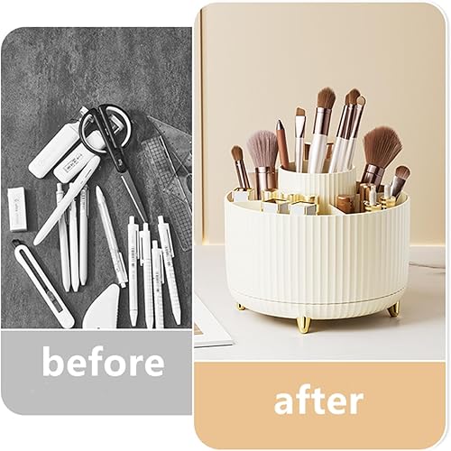 Miniatura 2 de Organizador de brochas de maquillaje de 360 grados, diseño desmontable para suministros de tocador, 6 ranuras para bolígrafos, organizador de