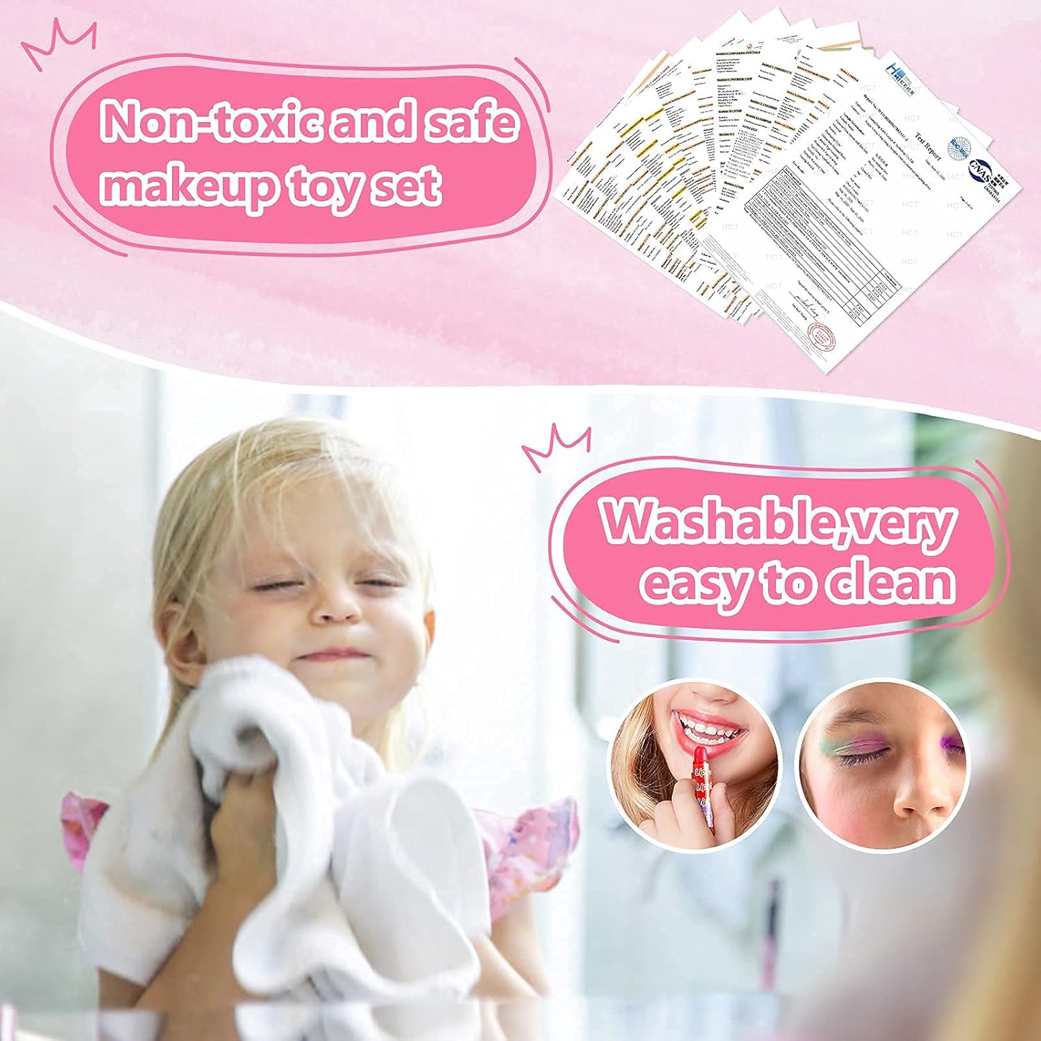 Vextronic Girl Makeup Toy Set 30 Pcs Washable Kids Makeup Kit for Girls, Pretend Play Makeup Kit for Kids, Non-Toxic, Real Cosmetic Toy Beauty Set for Kids Birthday Gift : Toys & Games