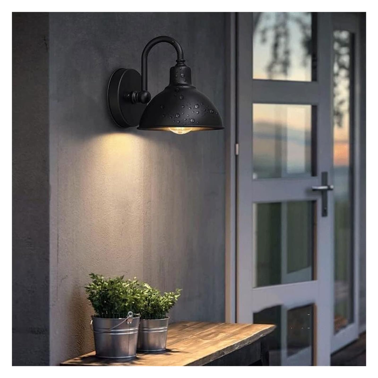 Lámpara de Pared Exterior Impermeable, Color Negro, Casquillo E27, de Hierro, para Patio, Villa, jardín, iluminación de Pasillo, balcón.