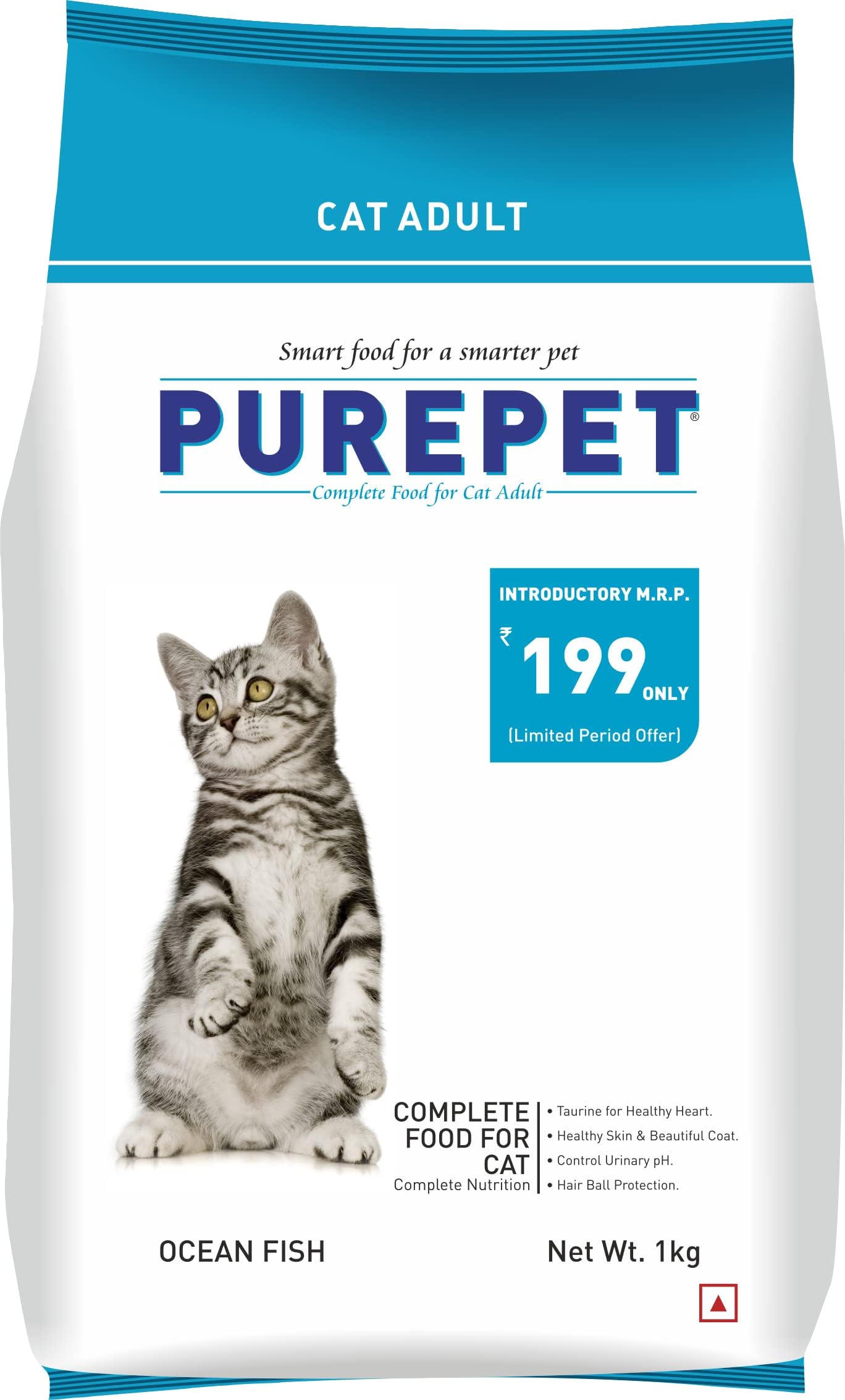 Adult Dry Cat Food 1kg | Ocean Fish Flavour | Hairball Protection | Heart Care with Taurine | Skin & Coat Health