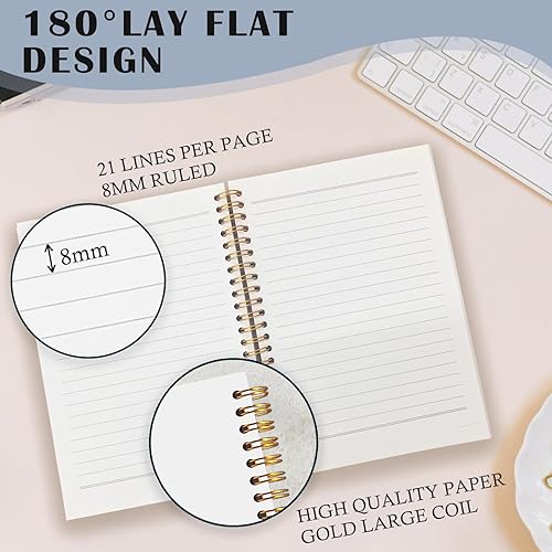 Miniatura 2 de Cuadernos de espiral rosa femenino, diario de lazo rosa coqueta, diarios estéticos preparados para escribir, suministros de oficina femeninos,