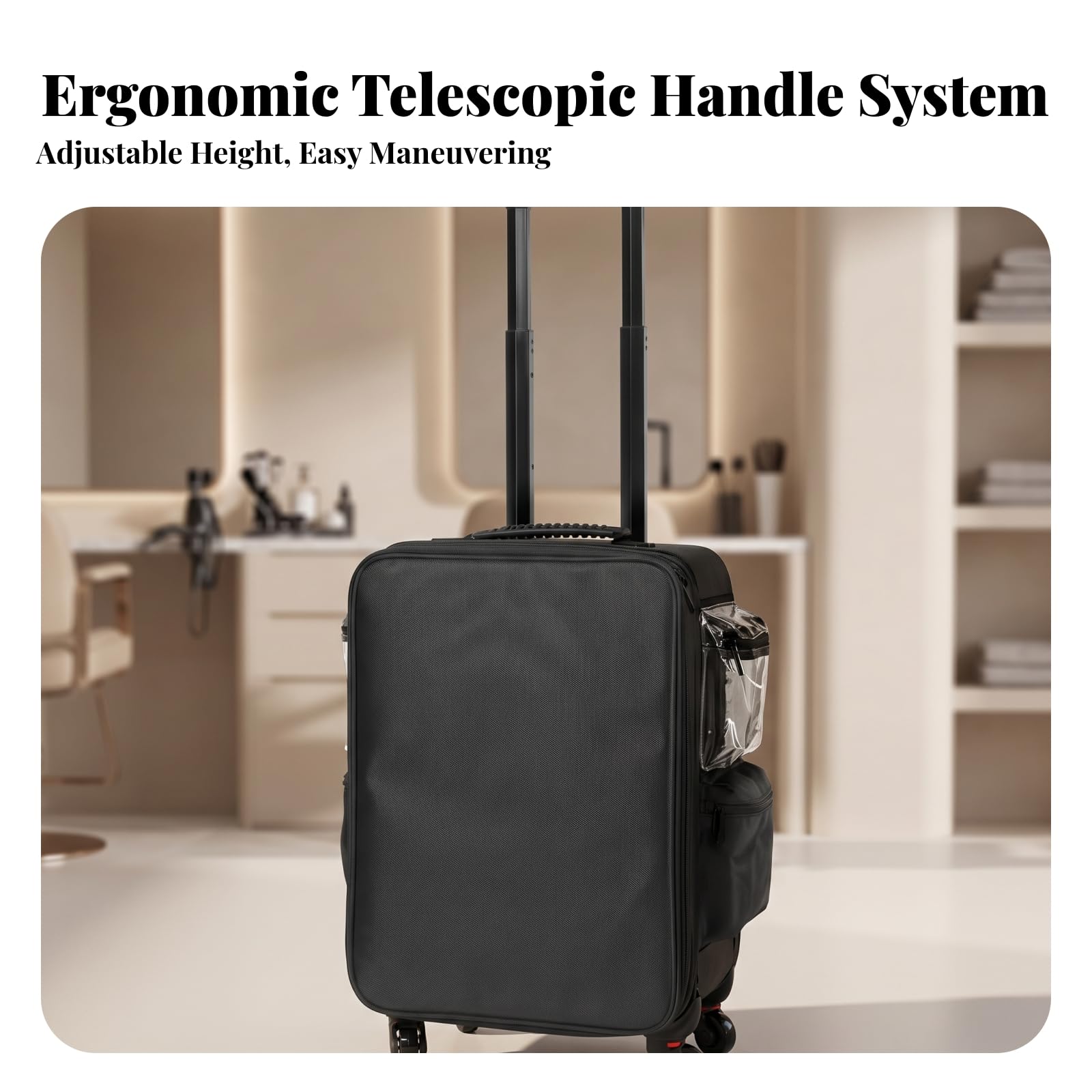 Carrito Maquillaje Resistente | Portátil, Giratorio, Maletín Maquillaje con Asa Telescópica, para Camerinos, Maquilladores Profesionales, Viajeros