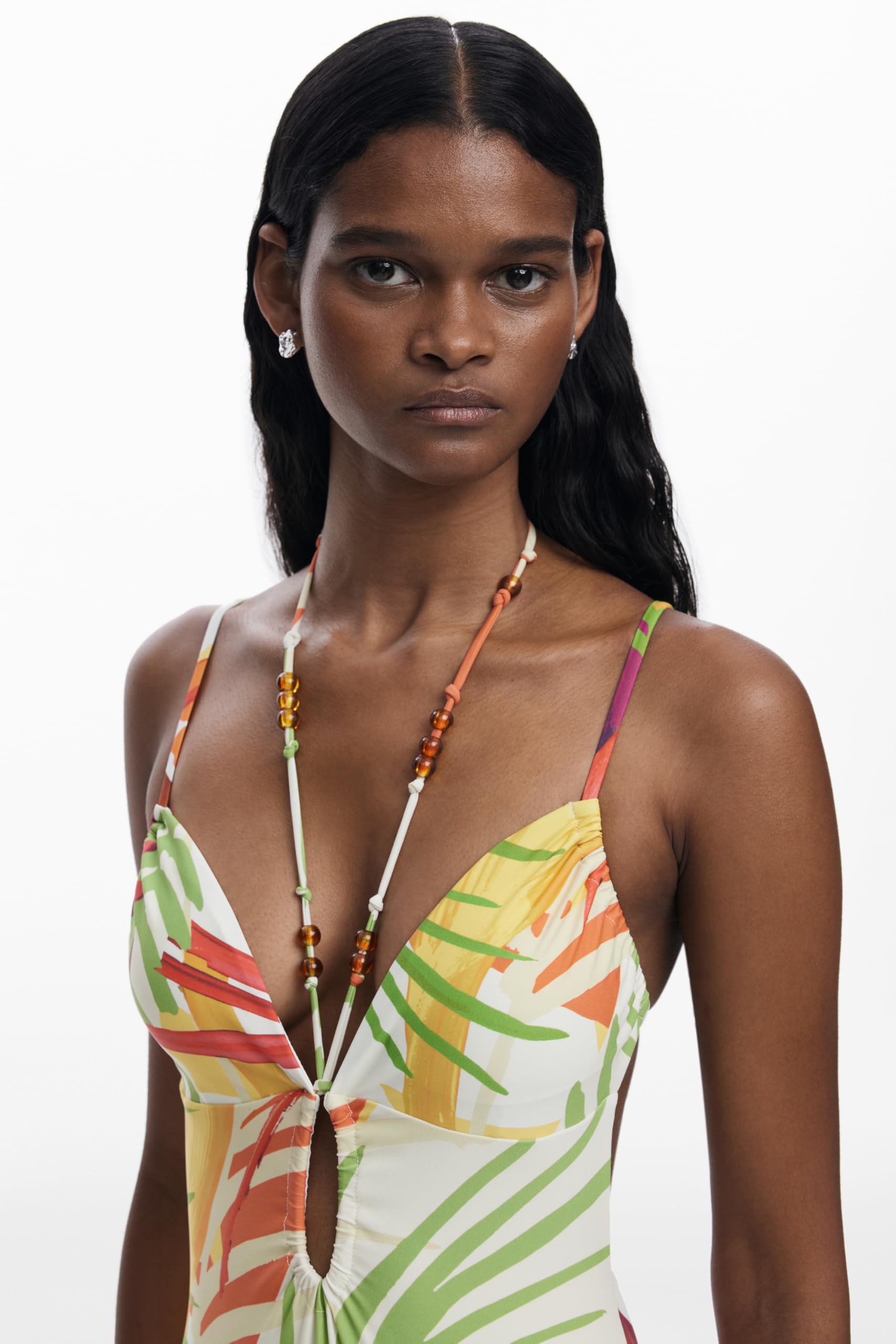 Desigual Swim_Belize Tropi jednoczęściowy strój kąpielowy damski, biała, M