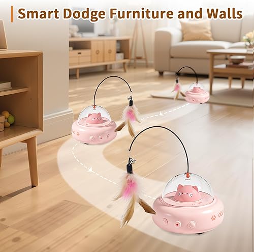 Miniatura 5 de Juguetes interactivos para gatos con plumas, juguete automático para gatos de interior, juguetes recargables para ejercicio en interiores,