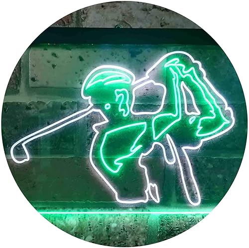 ADVPRO Letrero de neón LED de doble color iluminado para amantes del club de golf, blanco y verde, 24 x 16 pulgadas, st6s64-i0802-wg