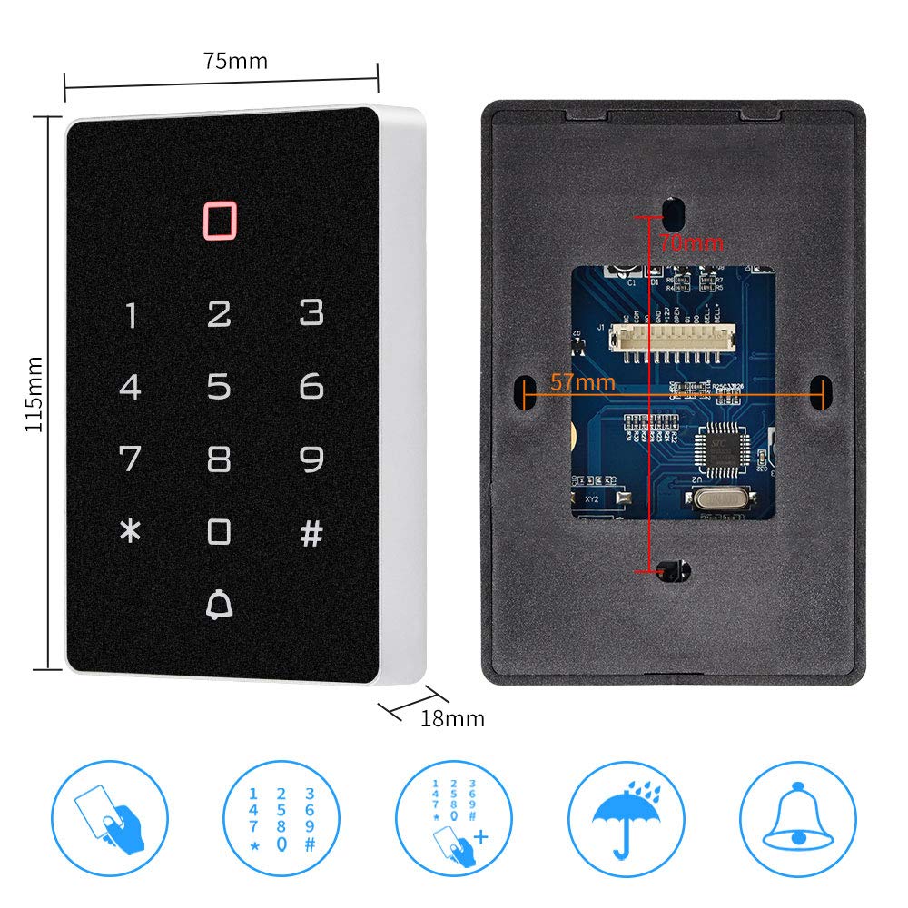 FTSTech 125 KHz EM/ID samodzielna klawiatura z interfejsem Wiegand czytnik RFID kontrola dostępu do mieszkania zestaw bezpieczeństwa z 10 szt. niebieski brelok
