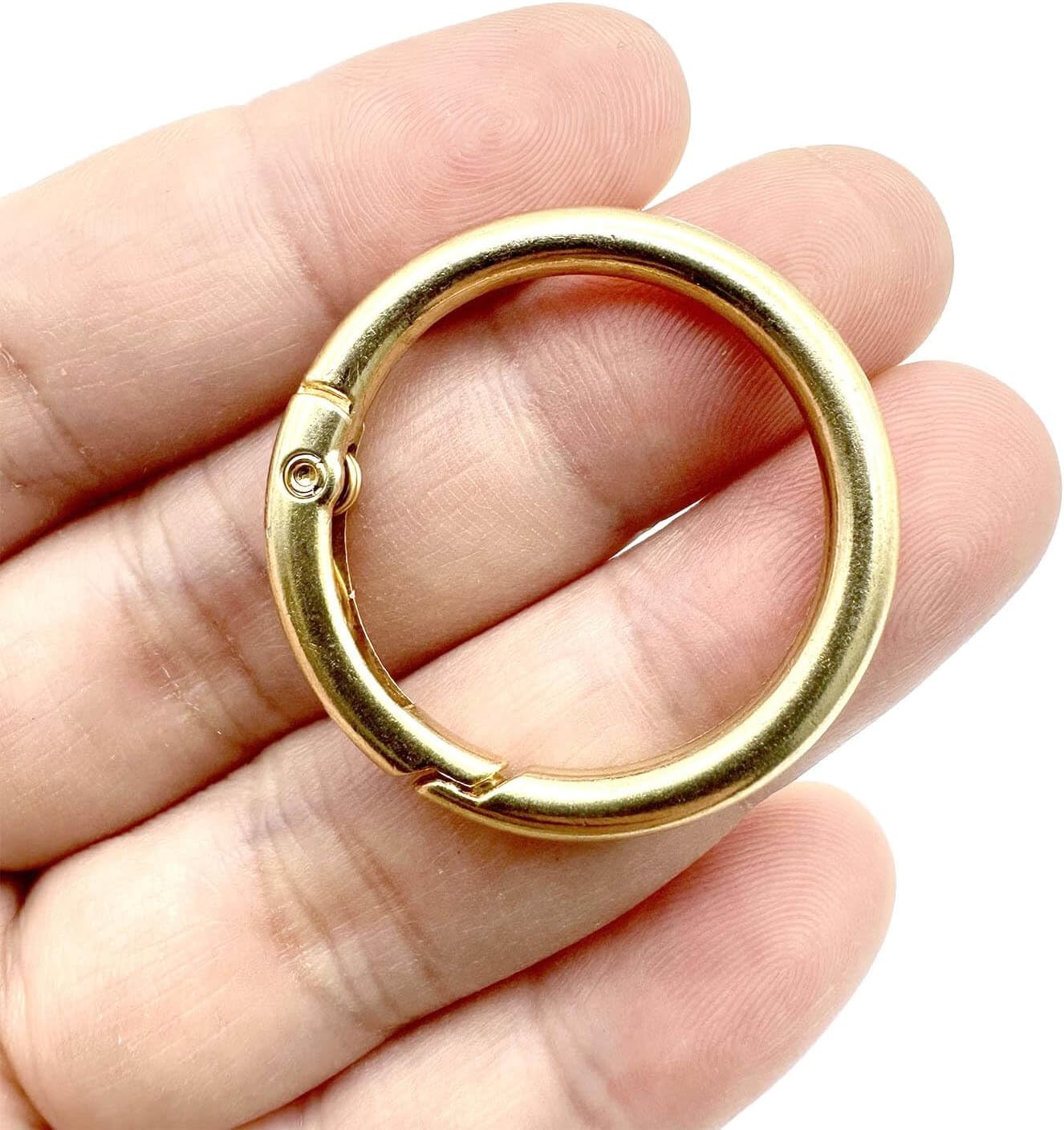20 Pack 1 Inch Carabiner Clip, Spring O Rings Metal Alloy Purse Clip, Round Keyring Buckle Clips, Small Keychain Hook Clip for Key Bag (Gold) - Image 4