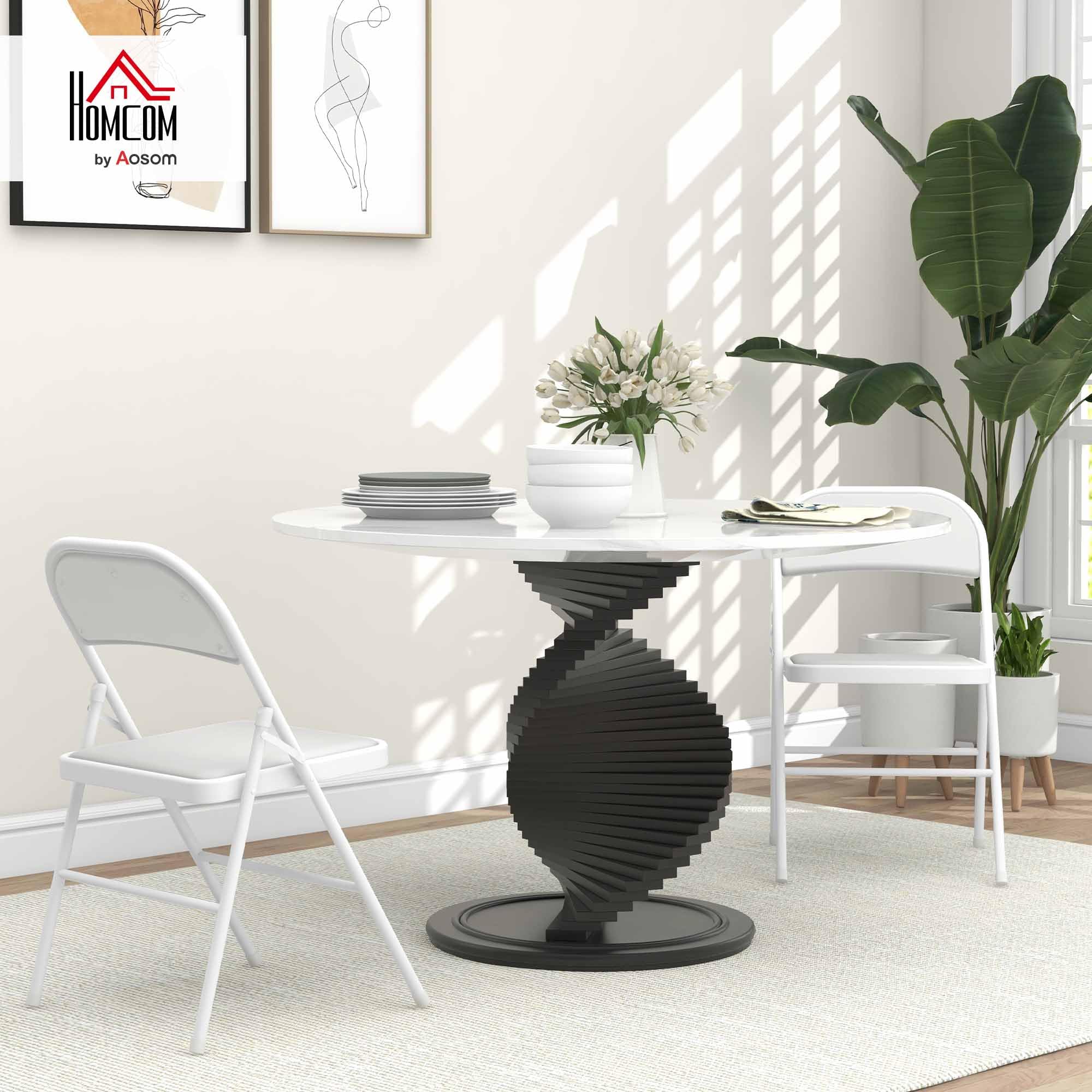 HOMCOM Lot de 2 chaises de Camping Pliantes avec Dossier rembourré, Cadre en Acier, Chaise de Cuisine avec Rembourrage, Charge maximale 120 kg, pour invités, Bureau, Camping, Blanches