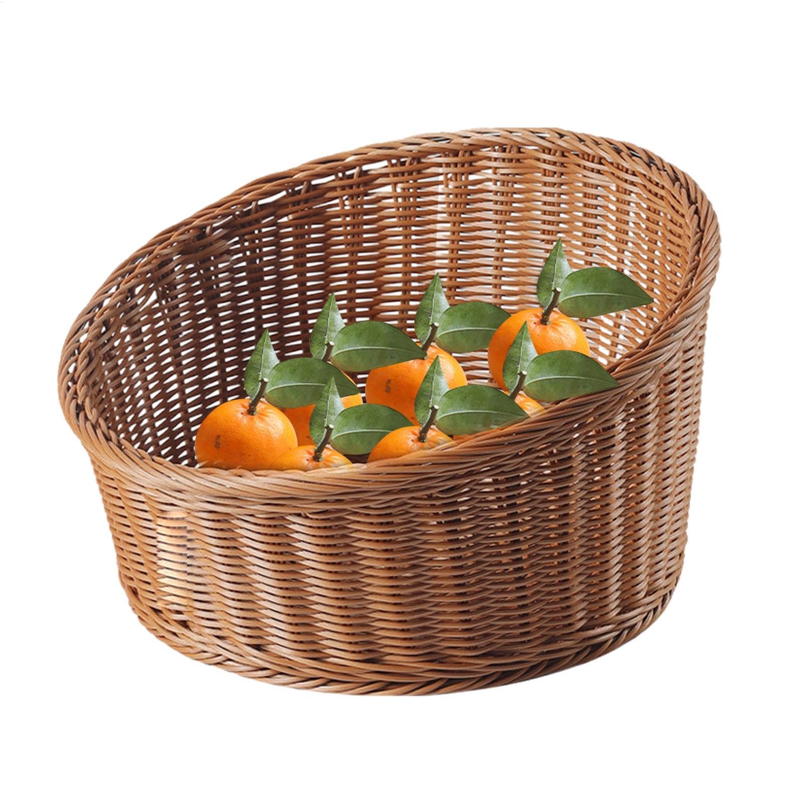 Cesta expositora para pan Rattán Sintético Inclinado | Cesta De Mimbre Para Servir Pan Cocina Restaurante Picnic Panadería Desayunador Mesa Comedor