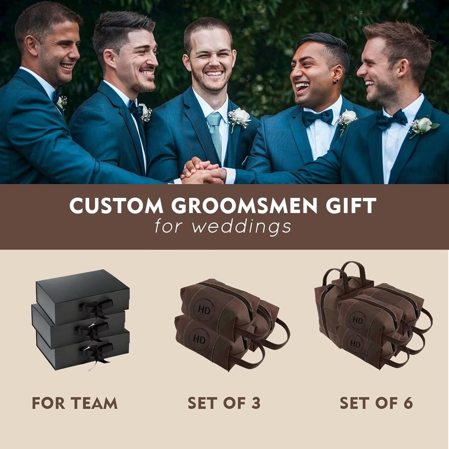 Neceser personalizado – Bolsa de viaje personalizada para artículos de aseo personal, organizador impermeable espacioso, ideal para hombres y regalos, Beige, Personalizable