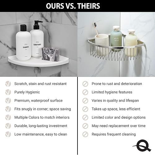 Miniatura 5 de QDÉCOR - Estante esquinero de ducha para baño montaje en pared para paredes de ducha con azulejos organizador de almacenamiento de baño diseño de