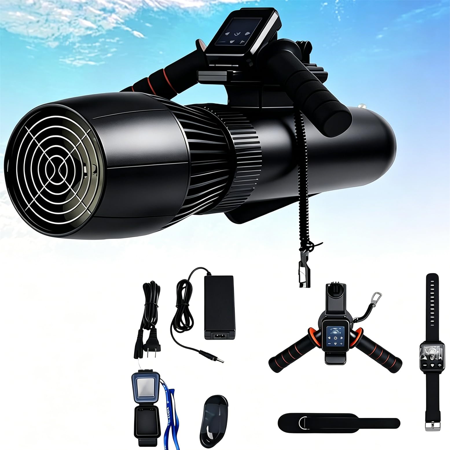 CYMYYDS 500W Electric Underwater Scooter, 40M Frees Diving Snorkeling Sea Scooter, 130 Min Diving Scooter 3-7 Km/H Paddle Board SUP Motor Swimming Pool Scuba for Kids/Adults 16000mAh