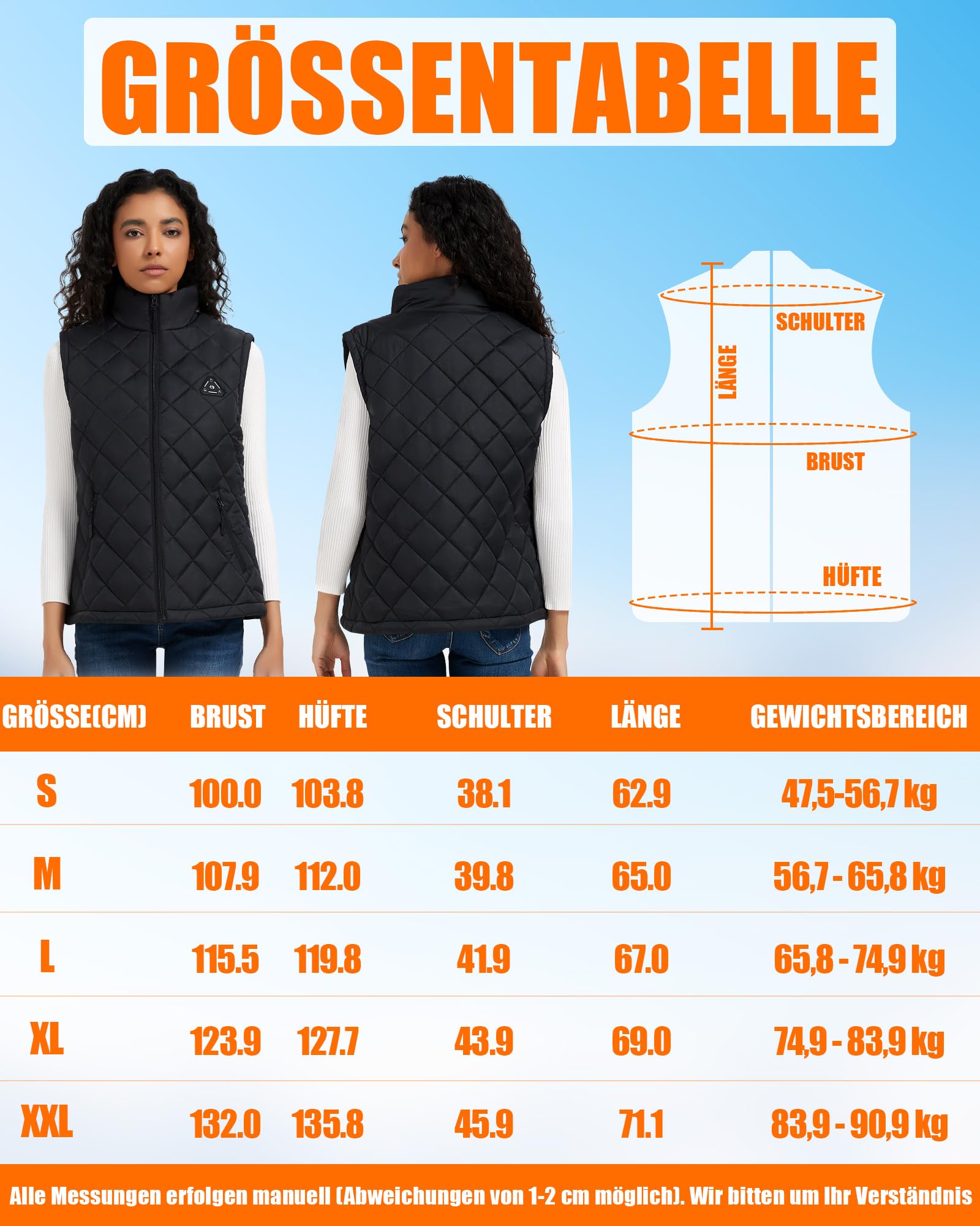 CYCYHEAT Gilet riscaldante per uomo e donna con batteria, gilet riscaldante elettrico con 3 livelli di calore, gilet termico leggero