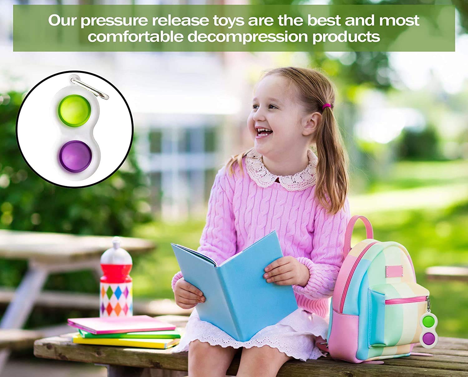 Gabbar� Fidget Simple Dimple Toy Stress Reliever Keychain Decompression Toy Keychain Pressure Reliever Toy Available for Assorted Color Pack of 2 3