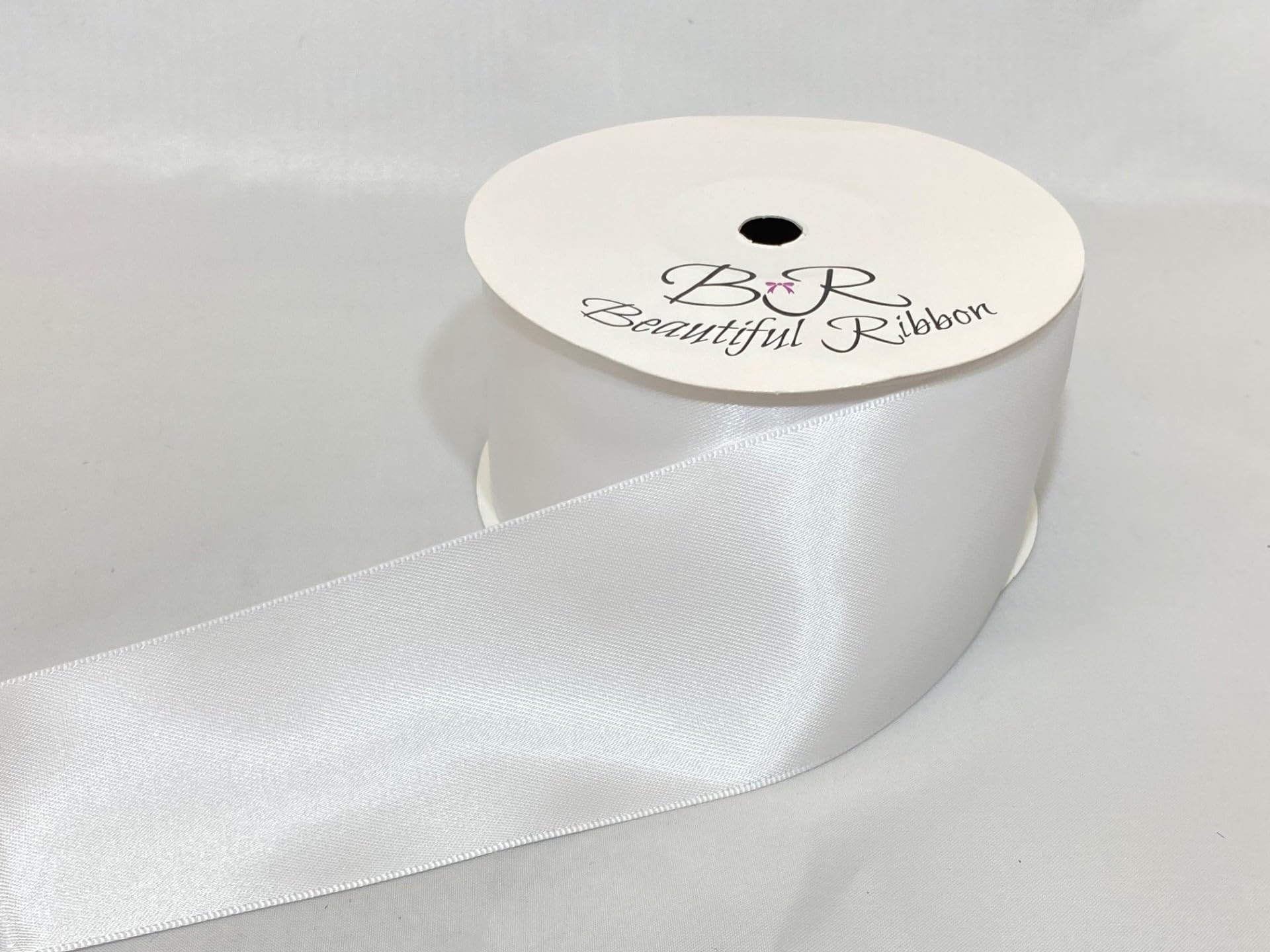 2 metres (Cut from Reel) of 50mm Satin Ribbon White Double Sided 5cm 2" 2 Inch