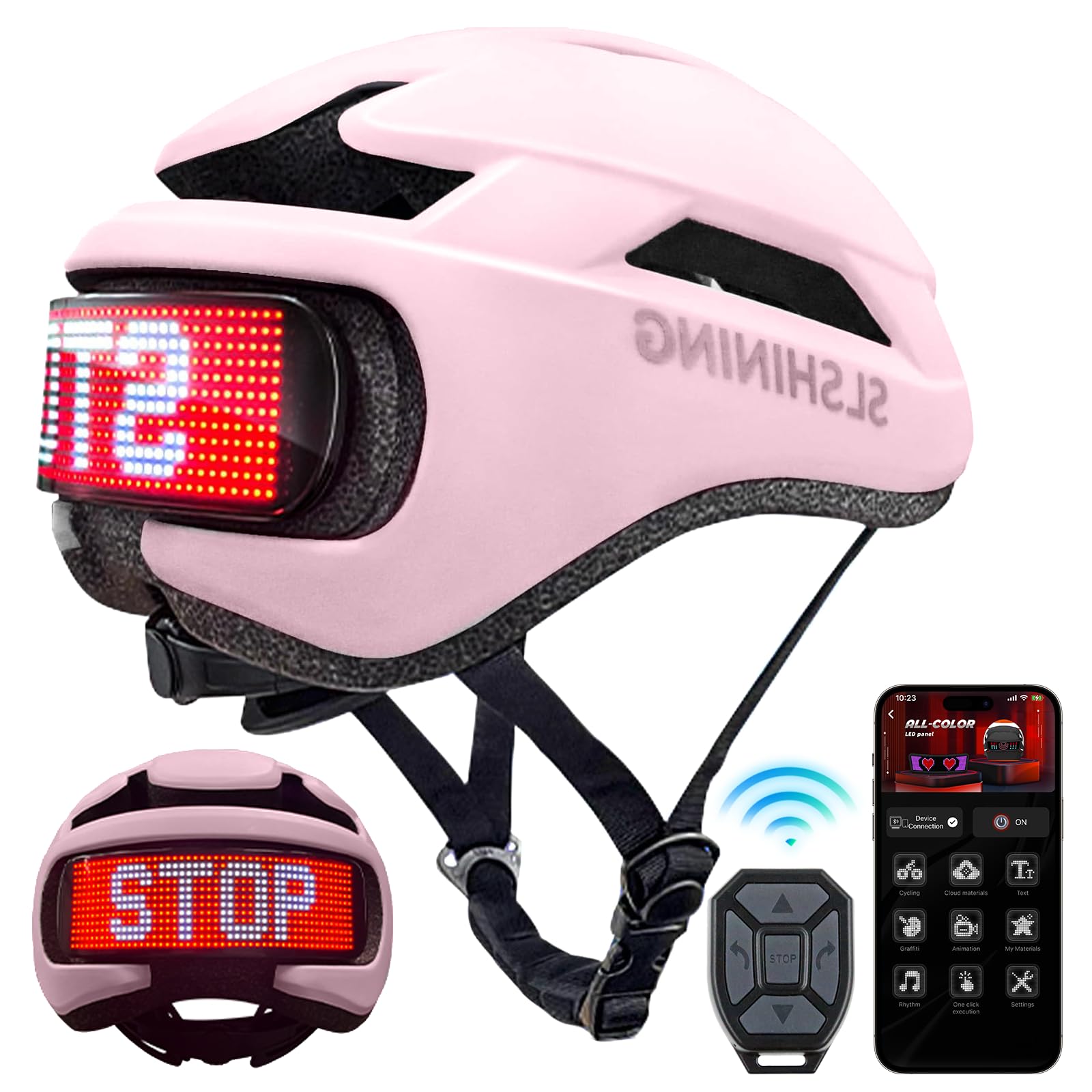 YouRfocus Smart Bike Helmet, Bicycle Helmet for Adults with APP/Remote Contro, Smart Cycling Helmet with Customizable LED Display for Men & Women, Rechargeable Type-C