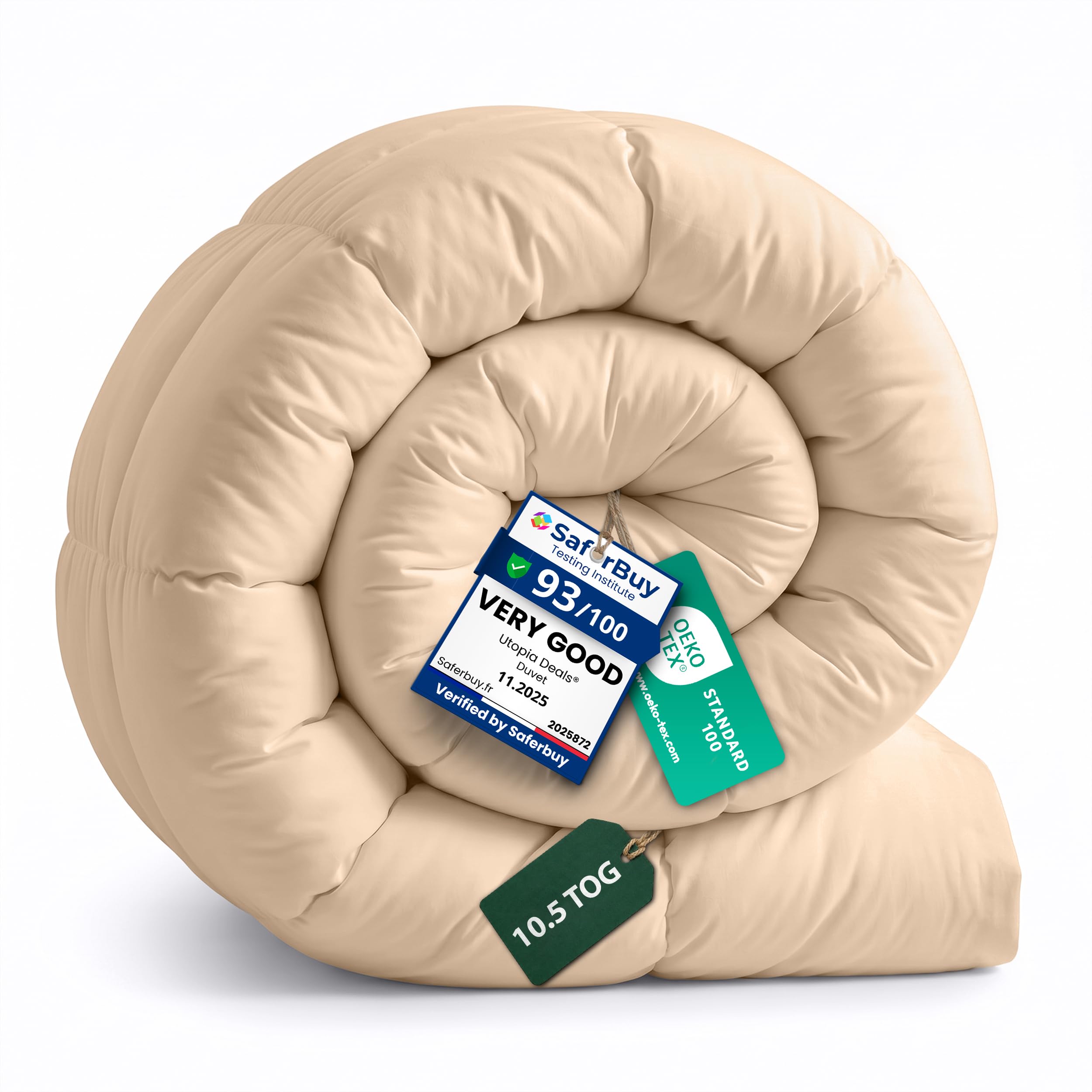 Utopia Bedding Duvet Double,10.5 Tog coverless Duvet with Corner Tabs, Box Stitched Quilt (Double, Beige) โ image 1