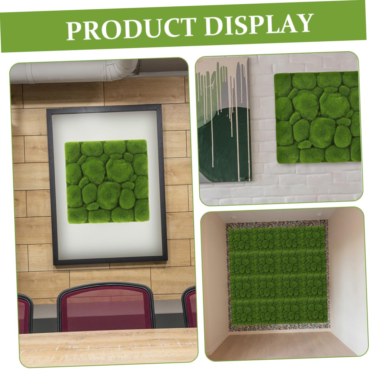 TOPBATHY Panel Decorativo de Musgo Artificial 3 Piezas Cuadradas de Espuma
