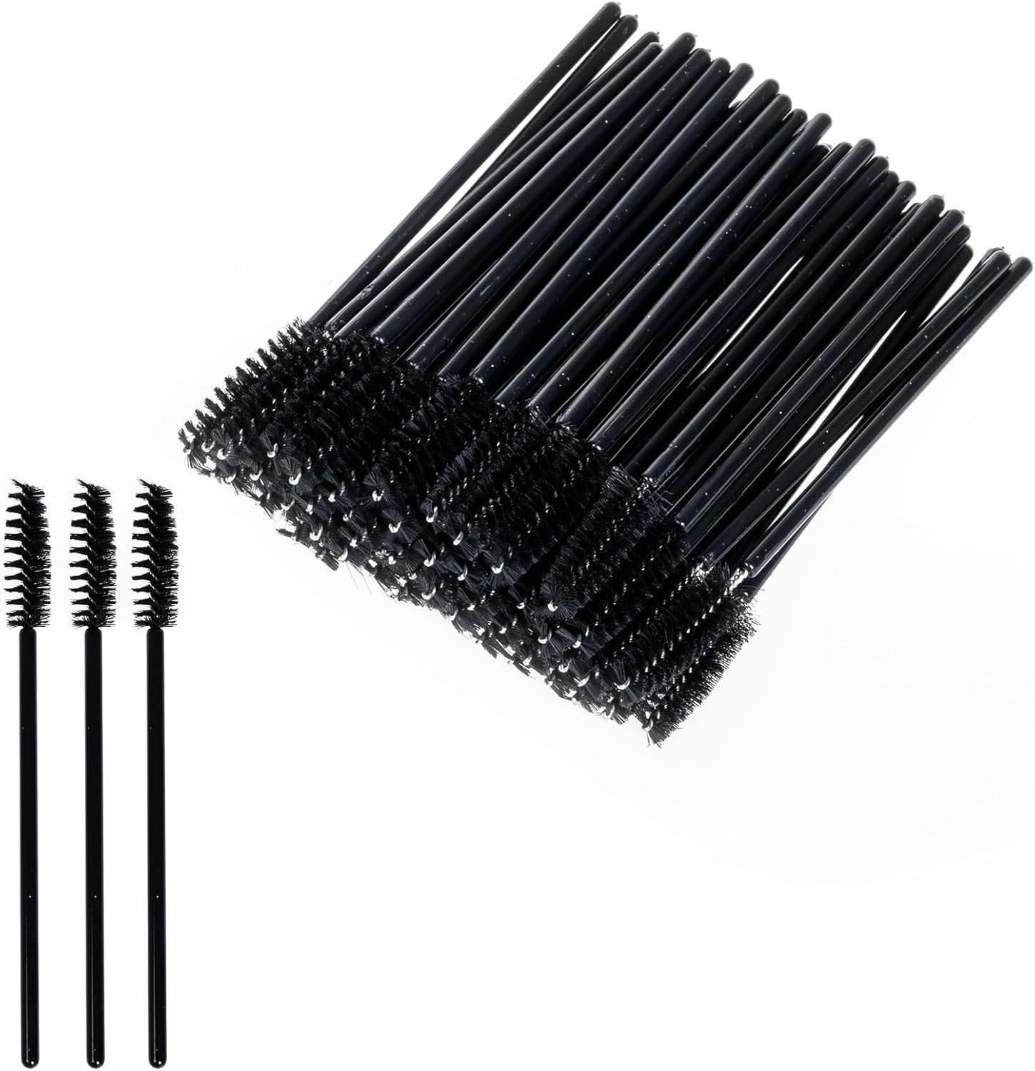 50 PCS Eyelash Brushes, Disposable Mascara Wands, Bendable Eyelash Spoolies, Portable Eyebrow