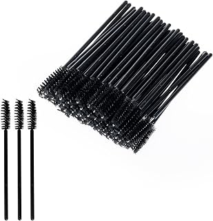 50 PCS Eyelash Brushes, Disposable Mascara Wands, Bendable Eyelash Spoolies, Portable Eyebrow Brush for Home, Travel and Outing (Black & 10cm)