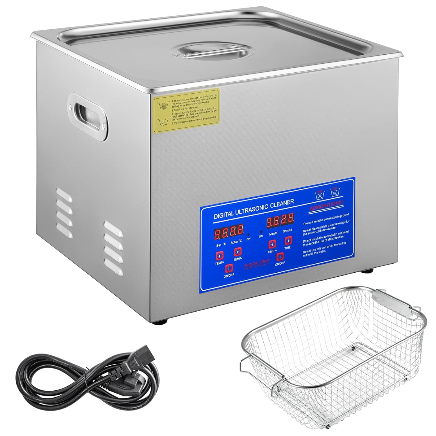 Ultrasonic Cleaner Machine, 15L Commercial Ultra Sonic Cleaner with Digital Timer & Heater, 40kHz Stainless Steel Ultrasonic Parts Cleaner, Lab Ultrasonic Cleaners for Machine Part Jewelry Glass Tool