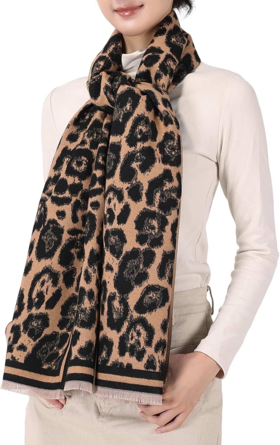 MINIDORA Women‘s Warm Reversible Pashmina Shawls Large Soft Winter Scarfs Jacquard Wraps for Evening Dresses - Image 7